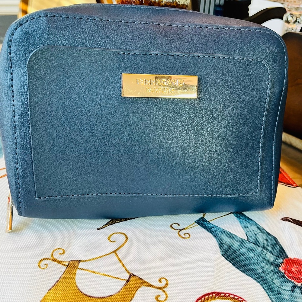 Salvatore Ferragamo Parfums Midnight Blue Cosmetic Pouch or Clutch (NWOT Gift)